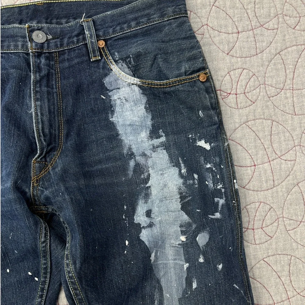 Levis Jeans Blue 514 Straight Fit‎ Paint Splatter / Mens 36x32